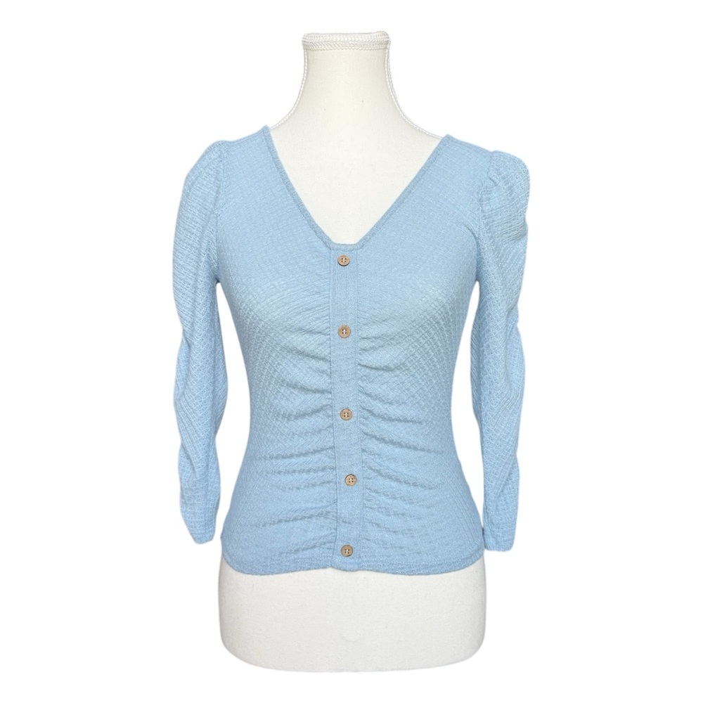 Almost Famous Light Blue Button-Up Blouse